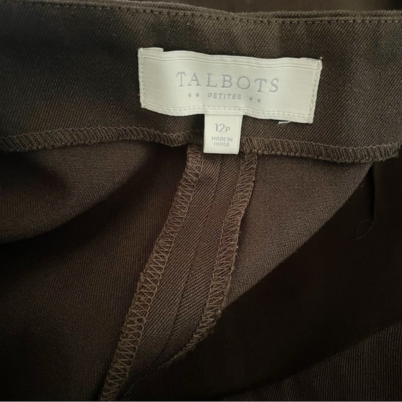 Talbots Heritage Slim Pants Womens Size 12 Petite Brown Side Zip Dress Pants Zip - Picture 6 of 6